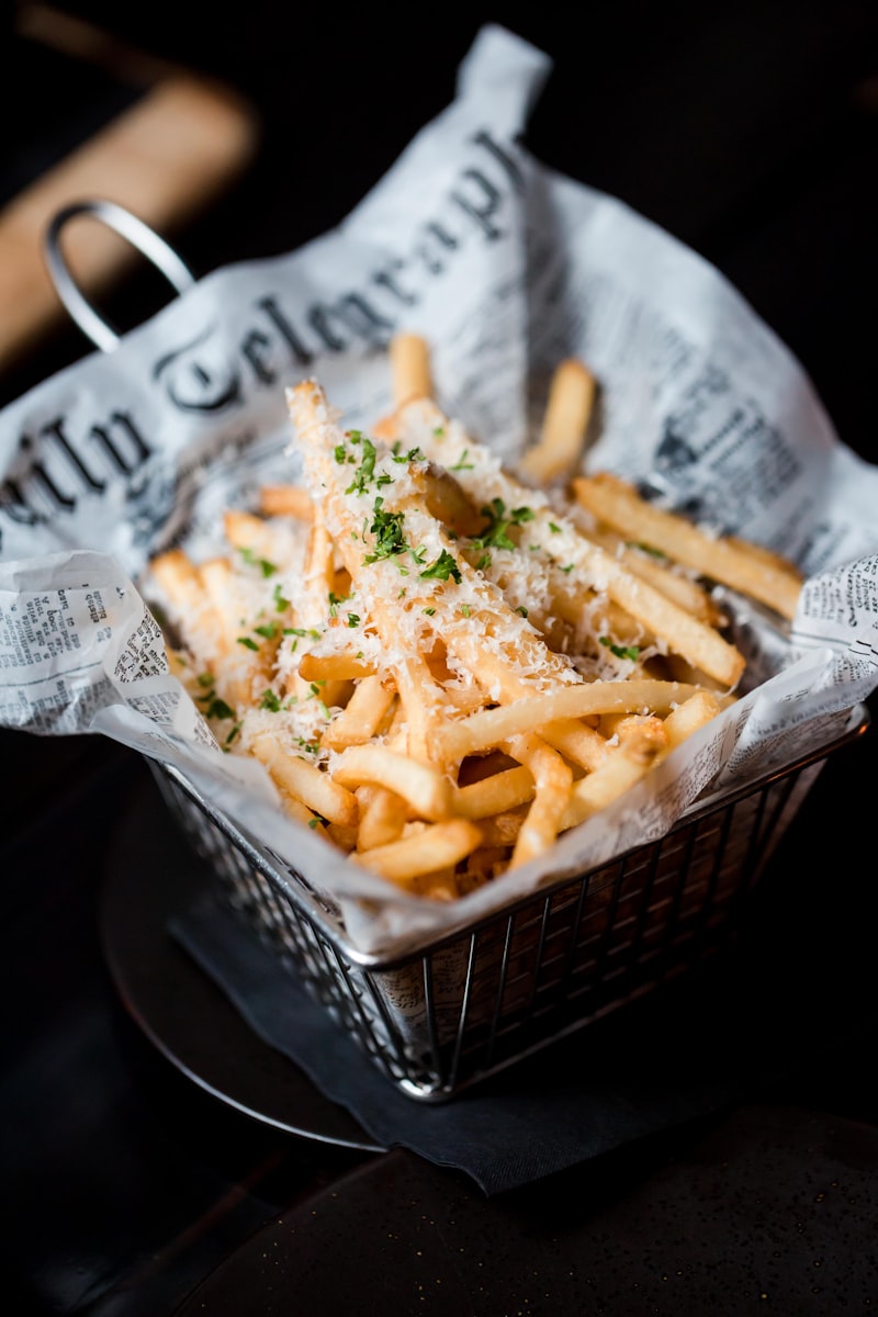 A basket of freshly fried french fries